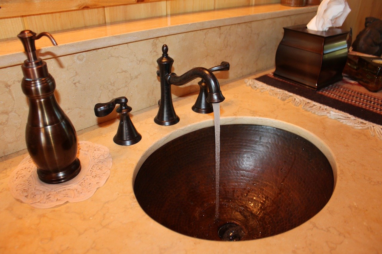 sink, copper, bathroom